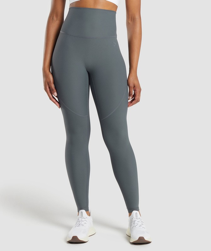 Gymshark Ribbed Leggings Strong Grey | 83276KGWB