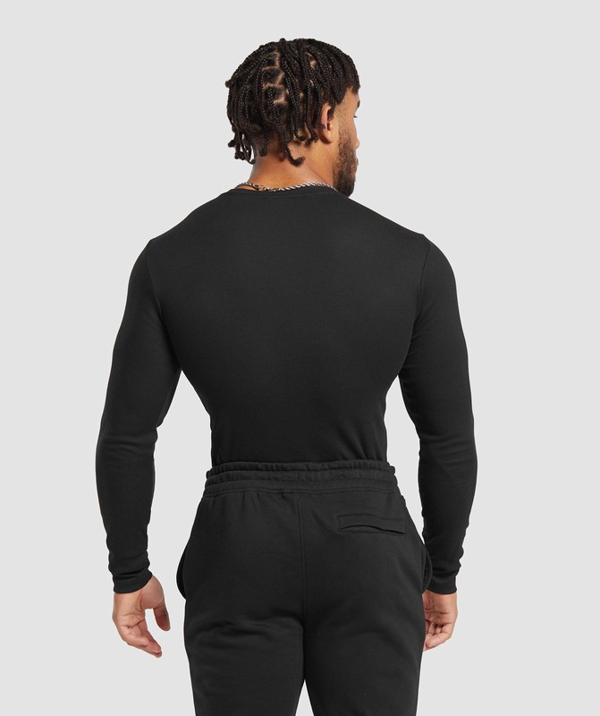 Gymshark Ribbed Long Sleeve T-Shirt Black | 58413EVFC