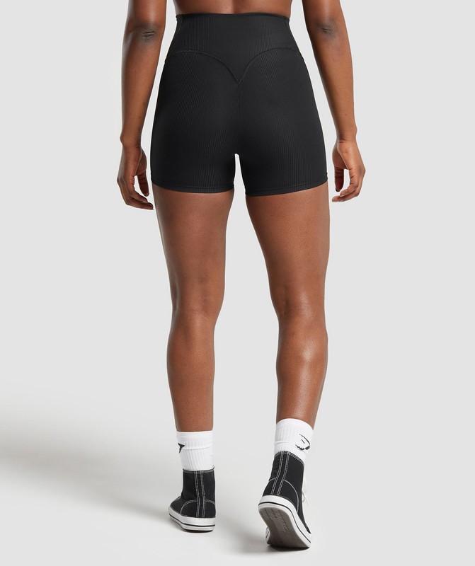Gymshark Ribbed Shorts Black | 78614MYJL