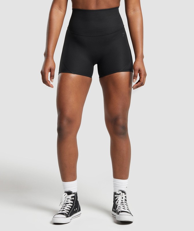 Gymshark Ribbed Shorts Black | 78614MYJL