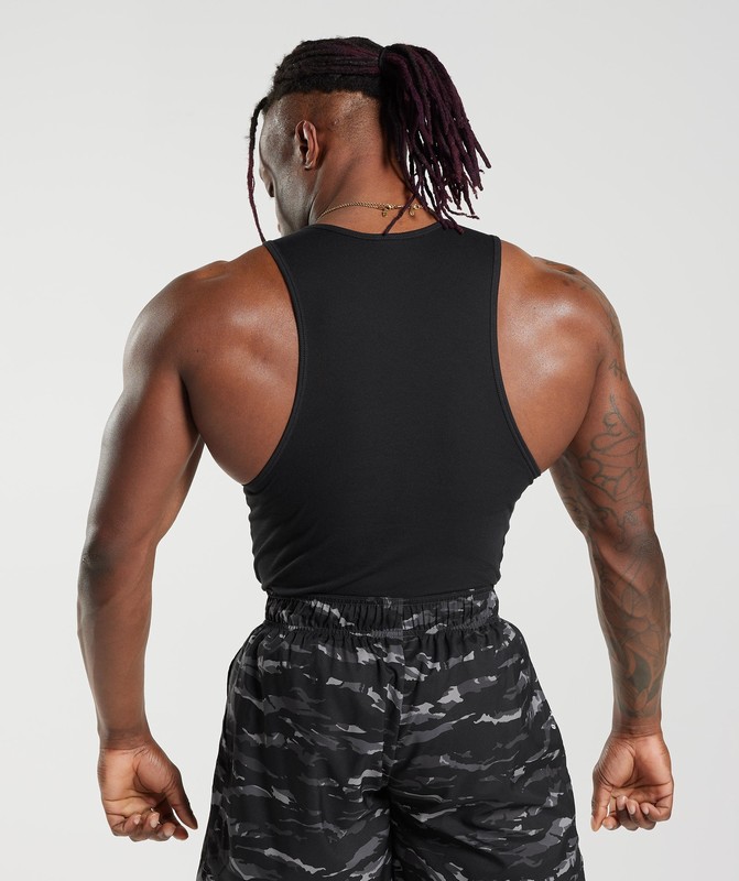 Gymshark Ribbed Tank 1PK Black | 14902BARO