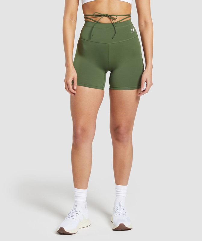 Gymshark Ribbon Tie Waisted Short Core Olive | 85739HBMD