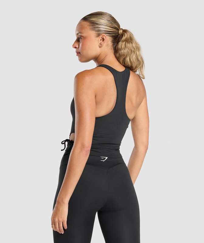 Gymshark Ruched Side Shelf Tank Black | 36189FWLP