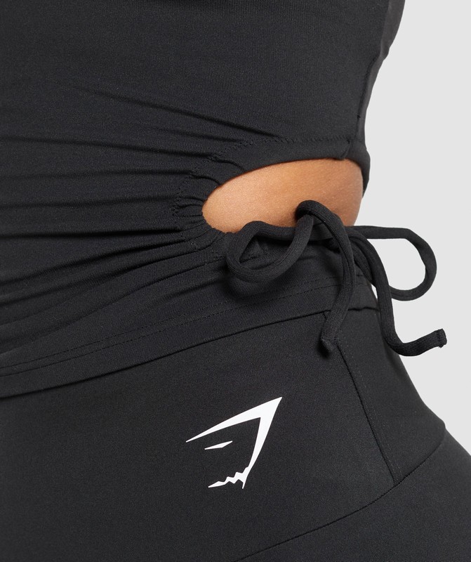 Gymshark Ruched Side Shelf Tank Black | 36189FWLP