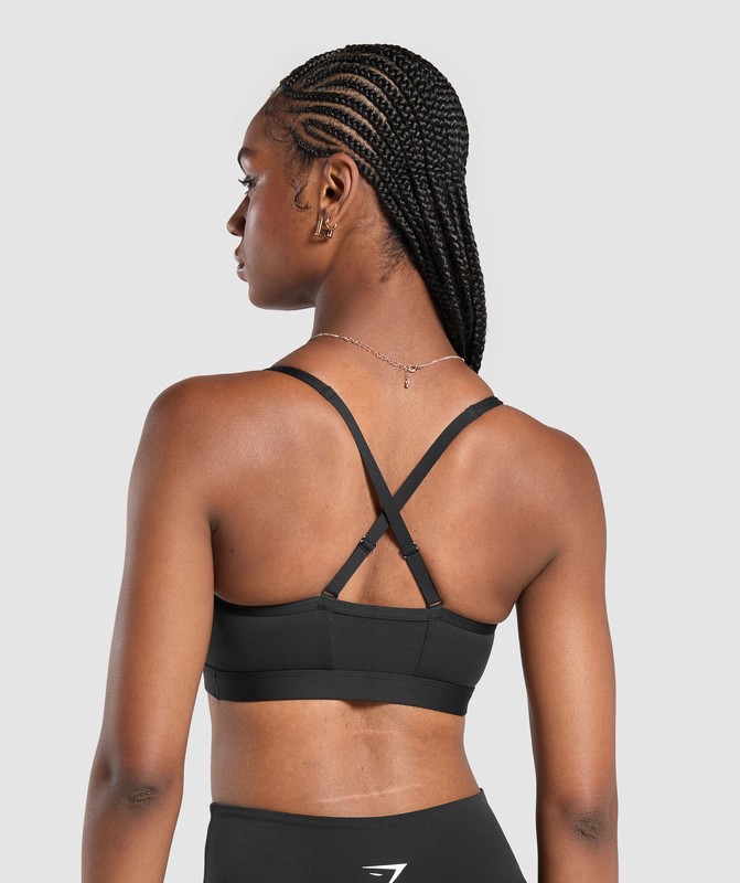 Gymshark Ruched Sports Bra Black | 07195WOSE
