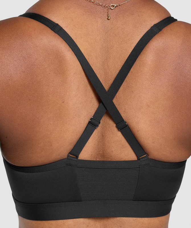 Gymshark Ruched Sports Bra Black | 07195WOSE