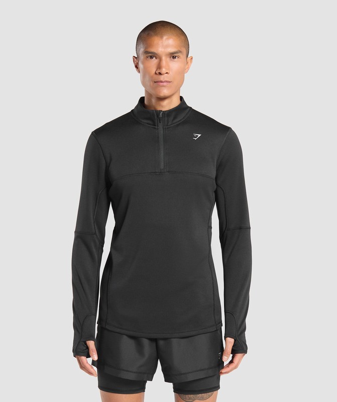 Gymshark Running 1/4 Zip Black | 59036CMFO