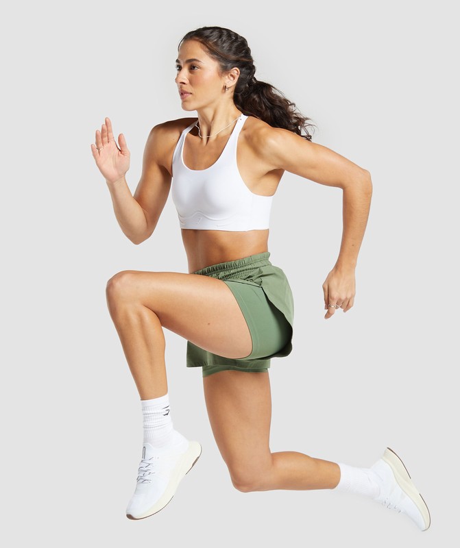 Gymshark Running 2 In 1 Shorts Force Green | 86147ZTCI