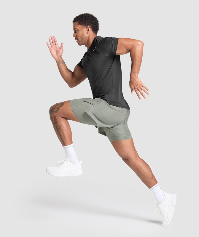 Gymshark Running 2 In 1 Shorts Unit Green | 03175ZFJI