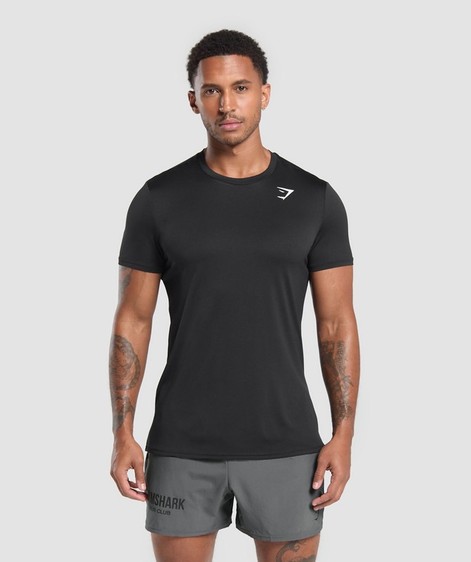 Gymshark Running Dept. T Shirt Black | 62130HUDY