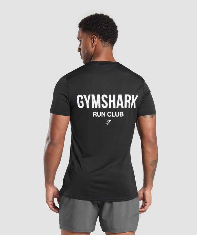 Gymshark Running Dept. T Shirt Black | 62130HUDY