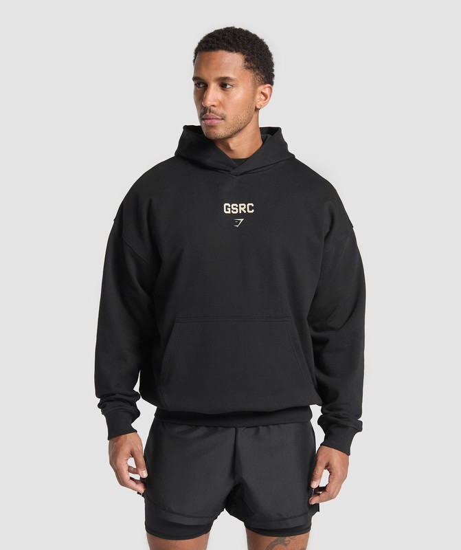 Gymshark Running Graphic Hoodie Black | 18637DGPL