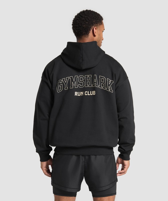 Gymshark Running Graphic Hoodie Black | 18637DGPL
