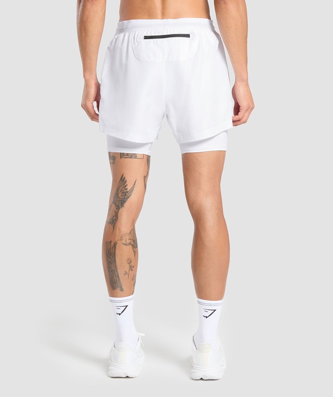 Gymshark Running Shorts 2 in 1 White | 24891AFTK