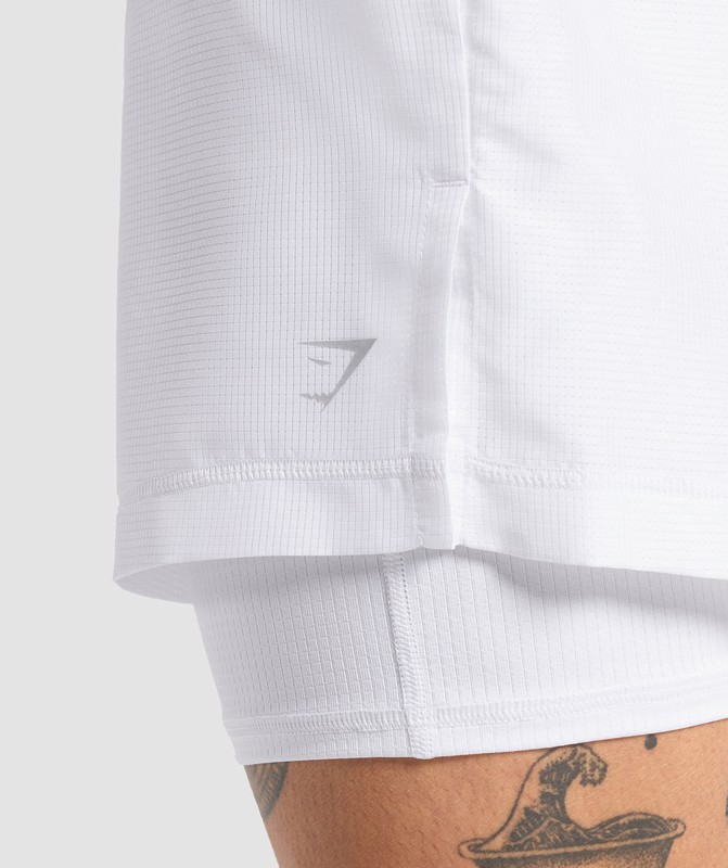 Gymshark Running Shorts 2 in 1 White | 24891AFTK