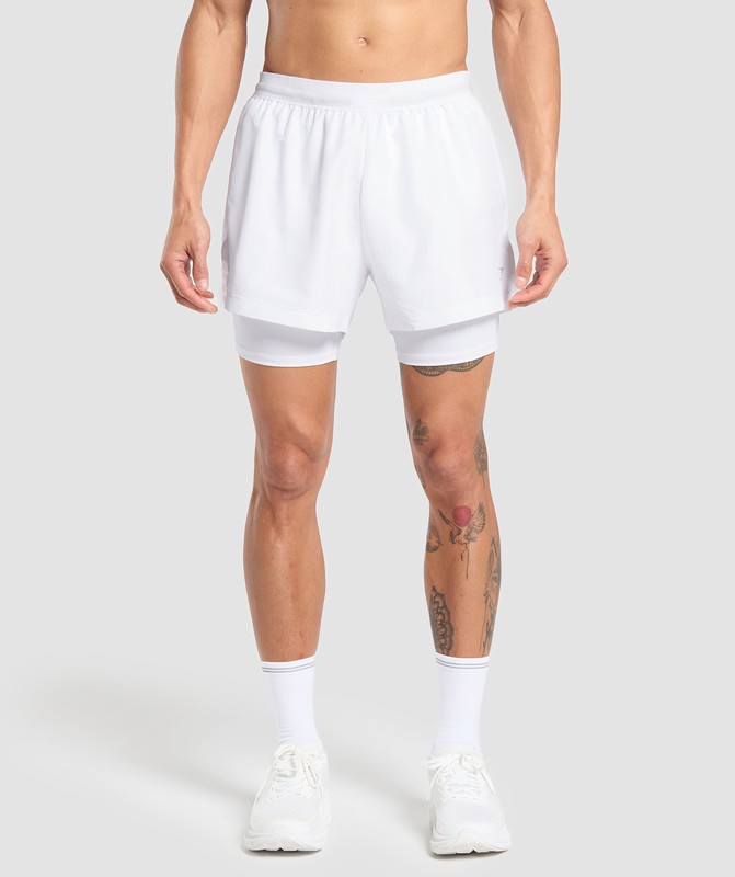 Gymshark Running Shorts 2 in 1 White | 24891AFTK