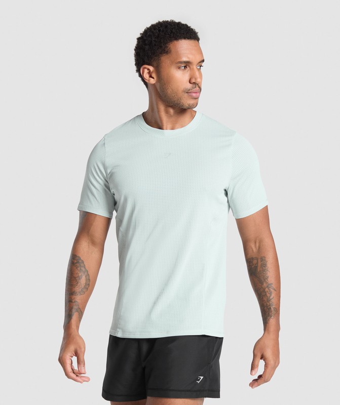 Gymshark Running T Shirt Cool Blue | 48973LOKJ