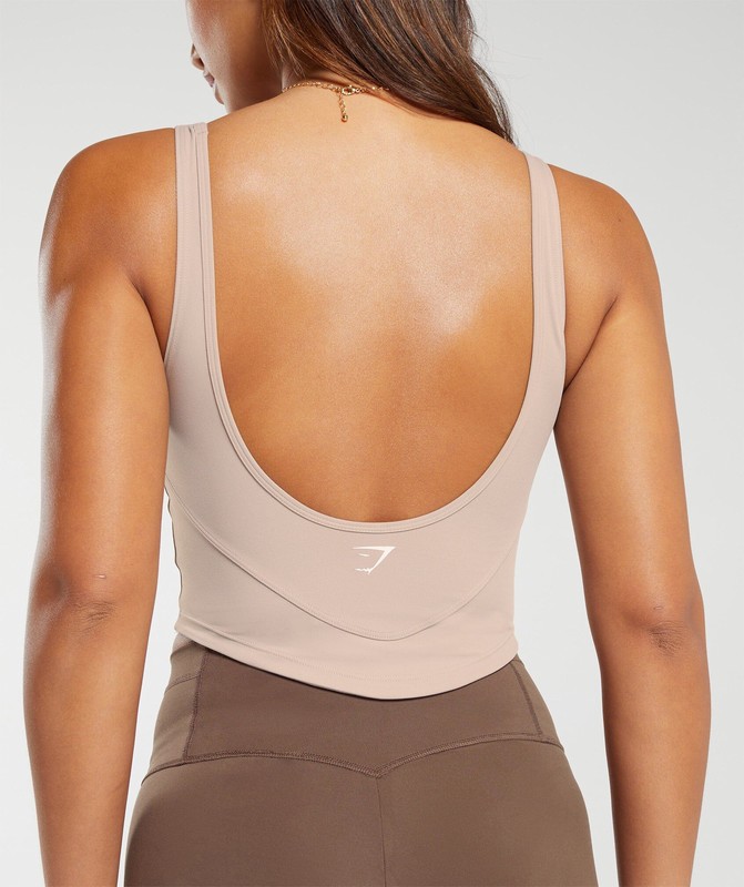 Gymshark Scoop Back Crop Tank Stone Pink | 64091HRBL