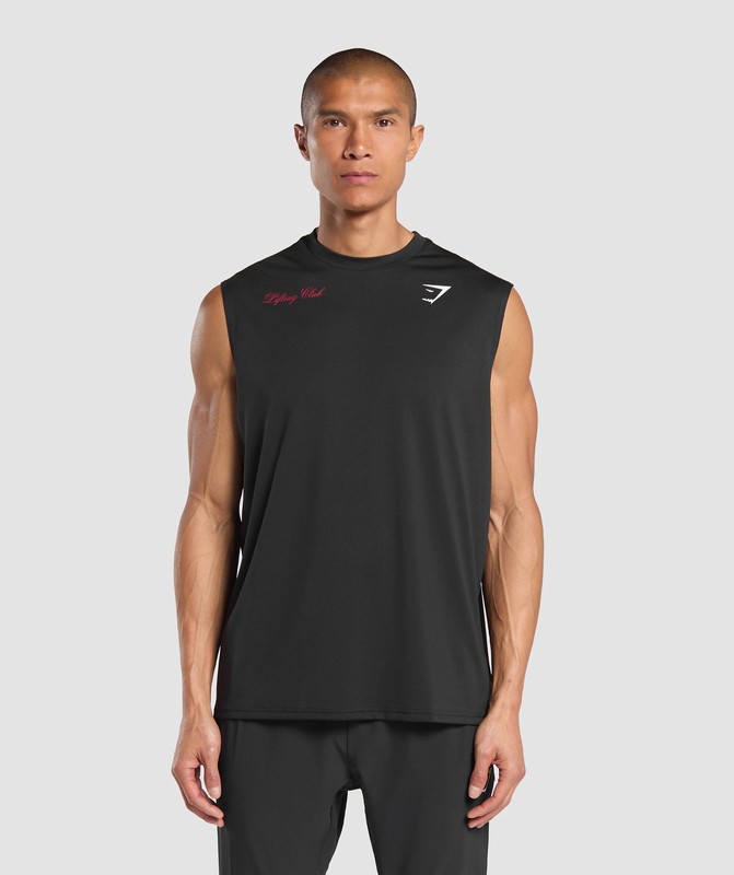 Gymshark Script Graphic Cut Off Tank Black | 69147ZXGF