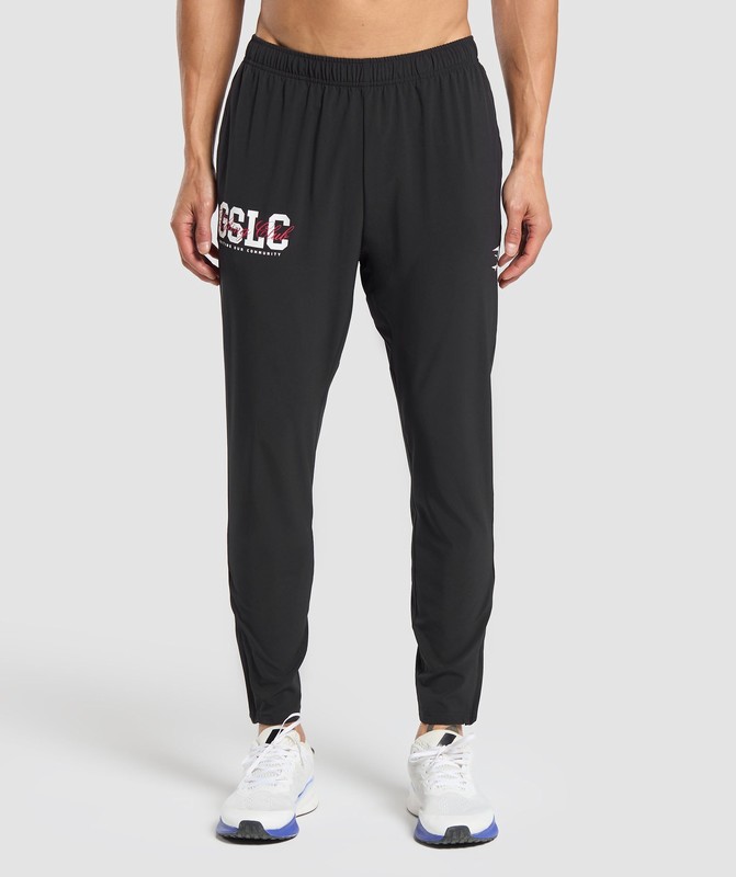 Gymshark Script Woven Joggers Black | 07193YNGT