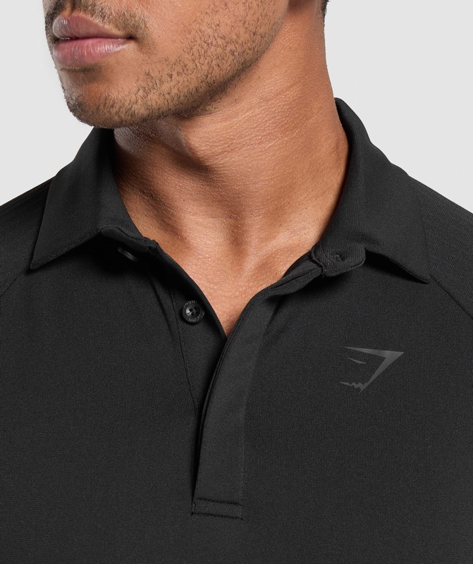 Gymshark Seamless Polo Shirt Black | 40386OLRN