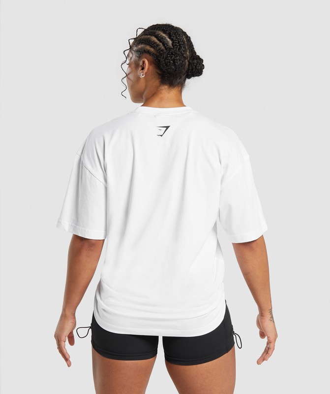 Gymshark Shark Attack OS Baggy Tee GFX White | 17234ABCT