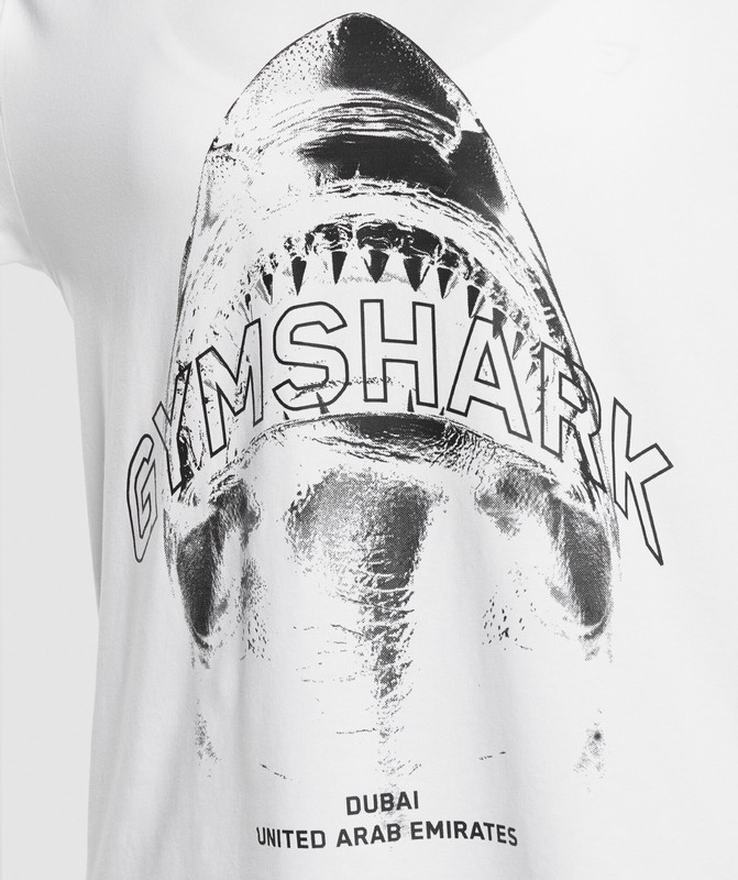 Gymshark Shark Attack OS Baggy Tee GFX White | 17234ABCT