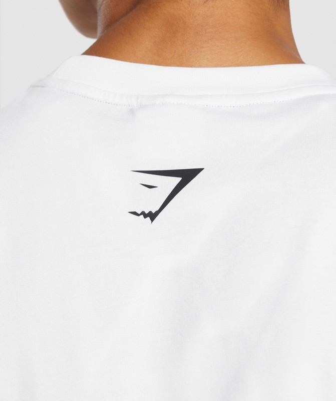 Gymshark Shark Attack OS Baggy Tee GFX White | 17234ABCT