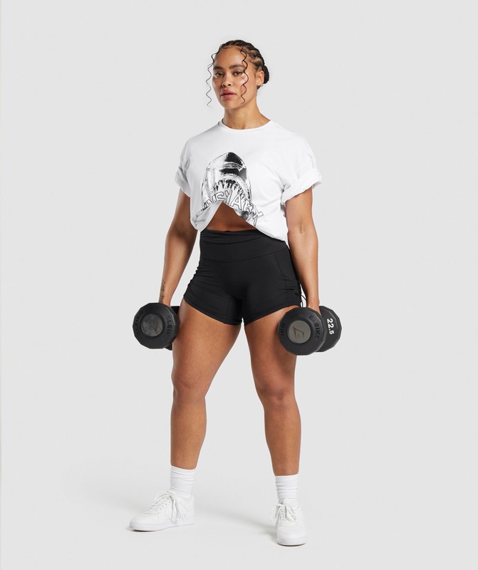 Gymshark Shark Attack OS Baggy Tee GFX White | 17234ABCT