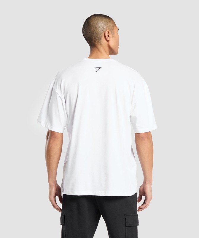 Gymshark Shark Attack OS Tee GFX White | 01945SQML