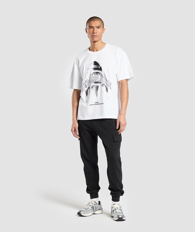 Gymshark Shark Attack OS Tee GFX White | 01945SQML