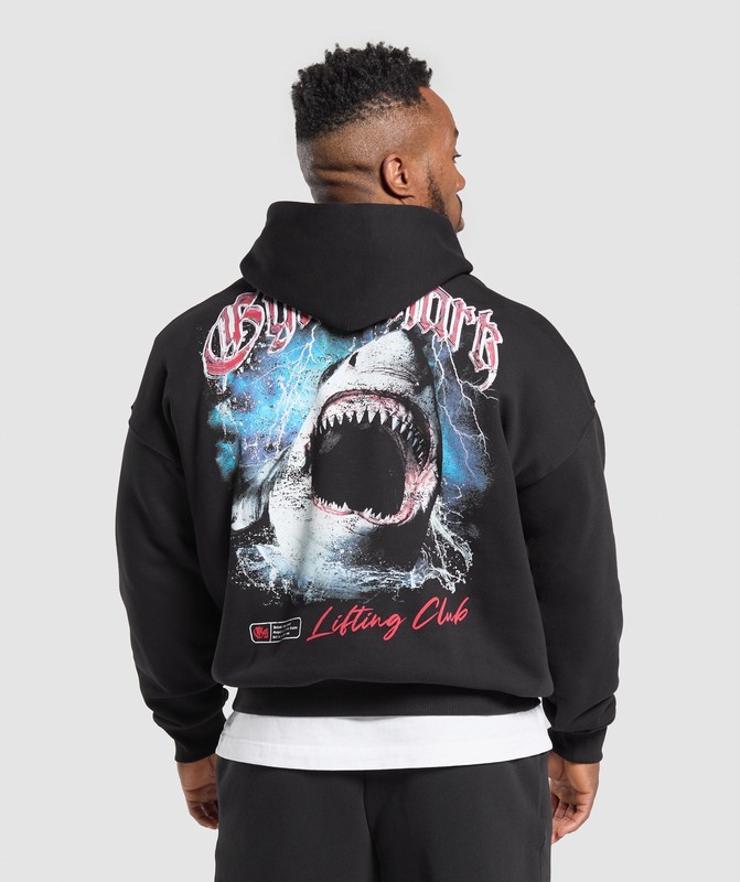 Gymshark Shark Hoodie Black | 89326NUWC