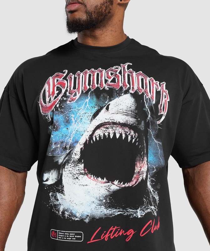 Gymshark Shark T-Shirt Black | 59463XYBG
