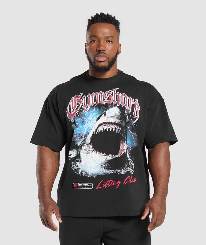 Gymshark Shark T-Shirt Black | 59463XYBG
