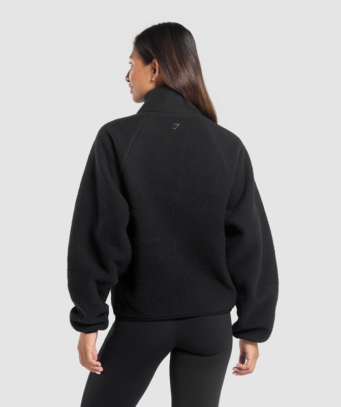 Gymshark Sherpa 1/4 Zip Black | 35706FYIX