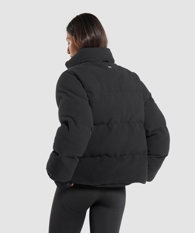 Gymshark Sherpa Puffer Jacket Black | 53901XKFO