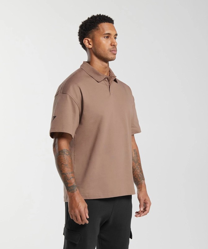Gymshark Short Sleeve Polo Mocha Mauve | 40285QZFS