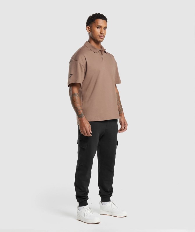 Gymshark Short Sleeve Polo Mocha Mauve | 40285QZFS