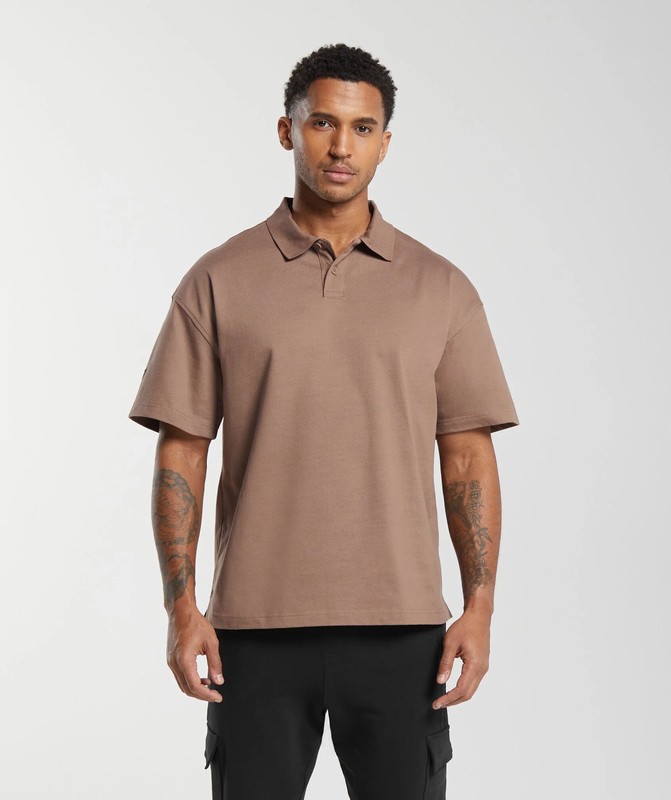 Gymshark Short Sleeve Polo Mocha Mauve | 40285QZFS