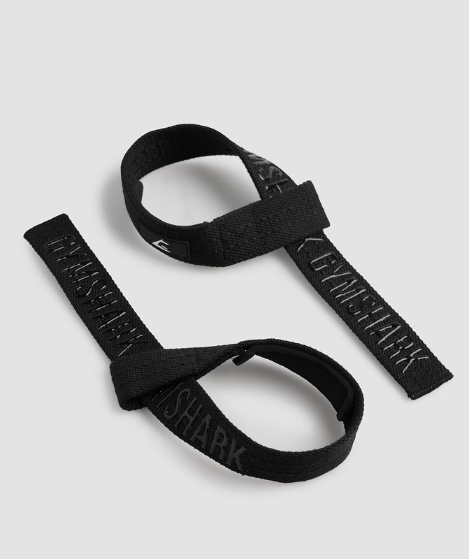 Gymshark Silicone Lifting Straps Black | 07951SAIJ