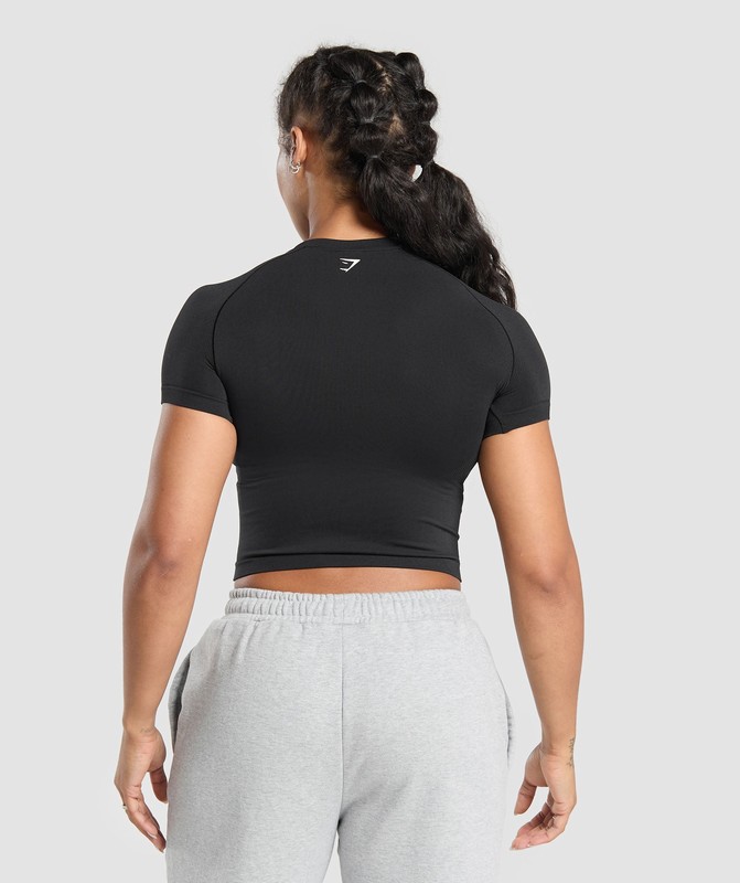 Gymshark Soft Life Baby Tee Black | 05718ONPH