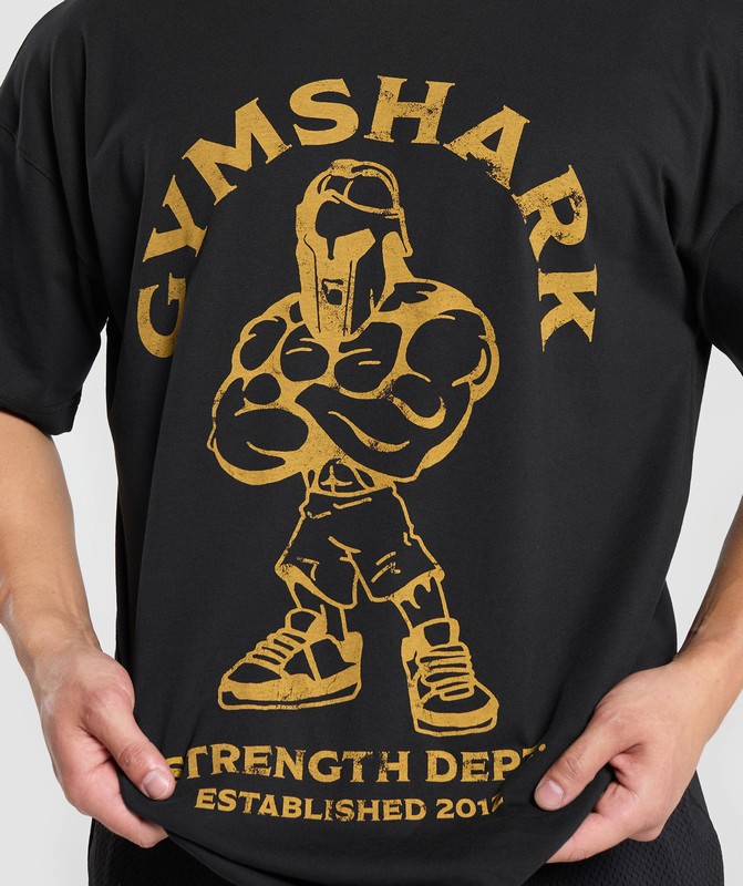 Gymshark Spartan T-Shirt Black | 57932GXNH
