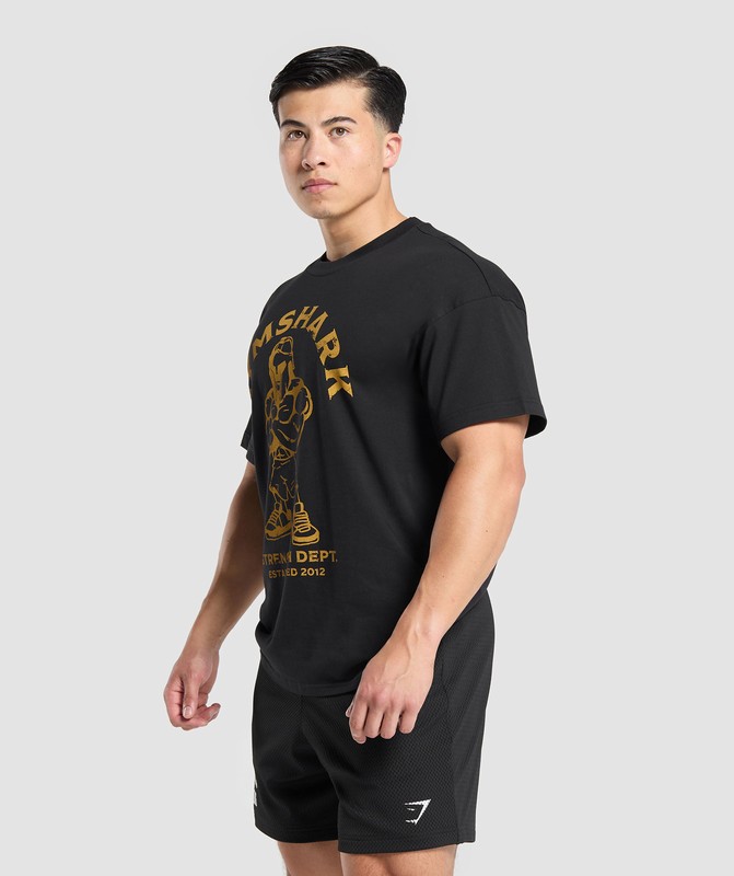 Gymshark Spartan T-Shirt Black | 57932GXNH