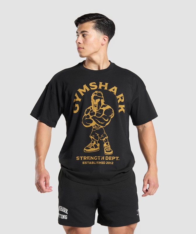 Gymshark Spartan T-Shirt Black | 57932GXNH