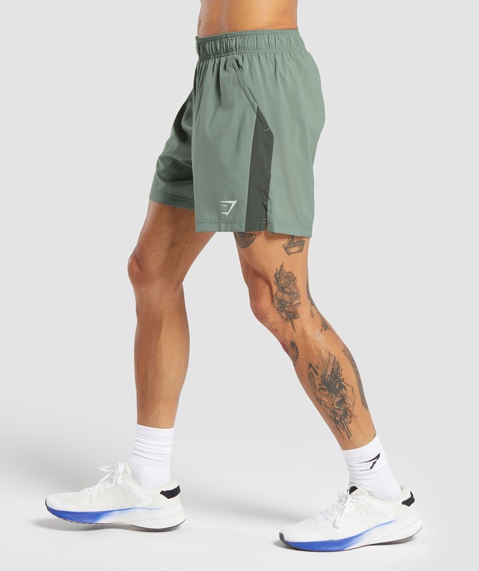 Gymshark Sport 7" Shorts Unit Green | 94021RYQG