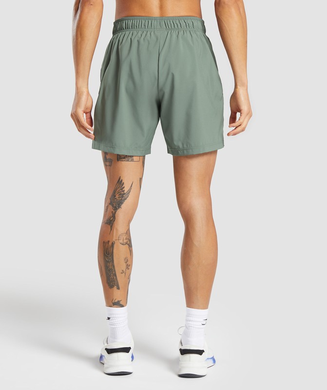 Gymshark Sport 7" Shorts Unit Green | 94021RYQG