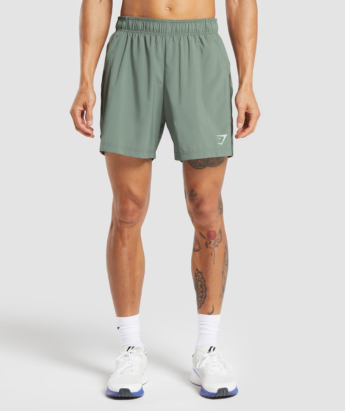 Gymshark Sport 7" Shorts Unit Green | 94021RYQG