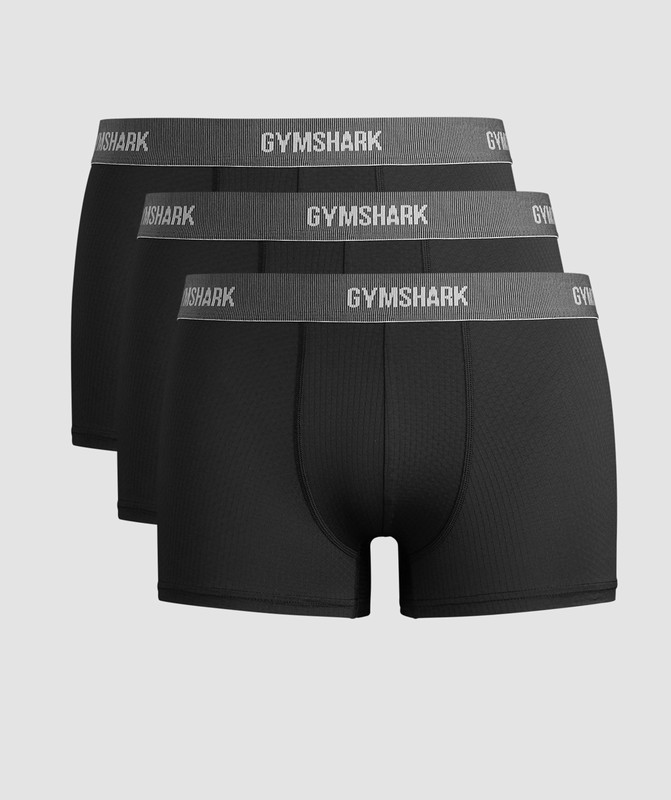 Gymshark Sports Tech Boxer 3Pk Black | 41672DWIF