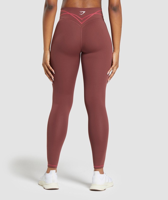 Gymshark Stitch Feature Leggings Burgundy Brown | 70138JIFV