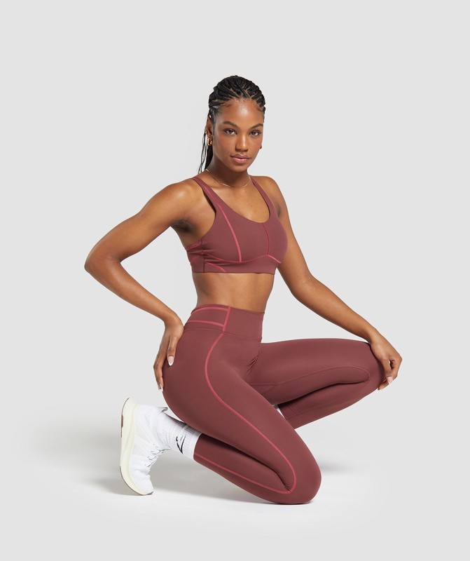 Gymshark Stitch Feature Leggings Burgundy Brown | 70138JIFV